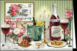 Doppelkarte. Auguri. Happy birthday (Wein)