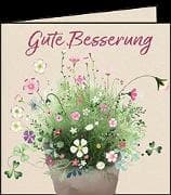 Doppelkarte. Mini - Let`s go green. Gute Besserung (Blumen)