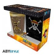 ONE PIECE - Pack XXL glass + Pin + Pocket Notebook "Skull"