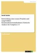 Entwicklung eines neuen Projekts und ausgewählter Kommunikationsmaßnahmen. Kritische Analyse des Gangway e.V