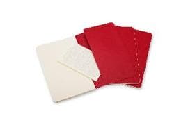 Moleskine Cahier Journal (Set of 3), Large, Plain, Cranberry Red, Soft Cover (5 x 8.25)