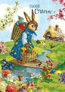 Postkarte. Frohe Ostern (Häsin mit Korb)