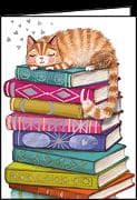 Minikarten. Katze und Bücher / blanko