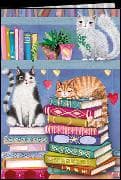 A6 Heft, gepunktet. Katzen und Bücher / blanko