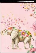 A6 Heft, gepunktet. Elefant mit Blumen / blanko