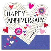 Doppelkarte. Side by Side - Happy Anniversary/Hearts & Flowers
