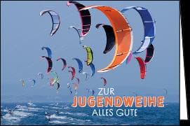 Doppelkarte / Zur Jugendweihe (Kitesurfer) // quer