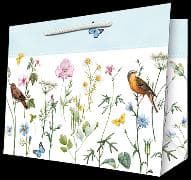 Geschenktasche medium / Blumen und Vögel / blanko / quer