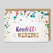 Doppelkarte. AQUARELLE / Konfetti im Herzen! / quer