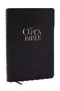 The Open Bible: Read and Discover the Bible for Yourself (NKJV, Black Leathersoft, Red Letter, Comfort Print, Thumb Indexed)