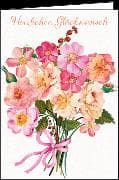 Doppelkarte / Herzlichen Glückwunsch (Rosen) / Hoch