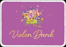 Postkarte / Velen Dank (Blumen) / Quer