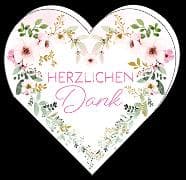 Minikarten / Herzlichen Dank (Blütenherz) / Herzformat