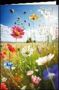 Doppelkarte / Sommerblumen / blanko / Hoch