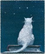 Brillenputztuch / Katze auf Buch