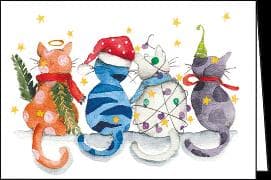 Doppelkarte / Weihnachtliche Katzen / blanko