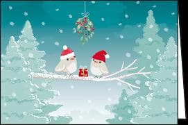 Doppelkarte / Weihnachtliche Vögel / blanko