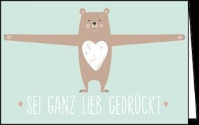 Midikarte / Sei ganz lieb gedrückt (Bär) / Quer