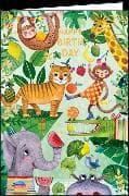 Doppelkarte / Happy Birthday (Tiere) / Hoch