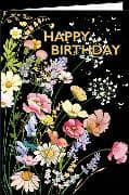 Doppelkarte / Happy Birthday (Blumen) / Hoch