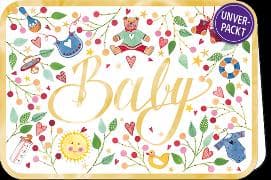 Doppelkarte. Simply Gold / Baby (Teddy, Sonne) / Quer