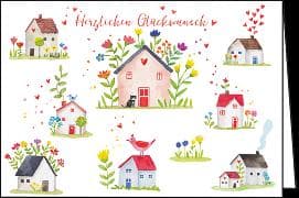 Doppelkarte / Herzlichen Glückwunsch (Häuser) / Quer