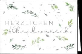 Doppelkarte / Herzlichen Glückwunsch (Blätter) / Quer