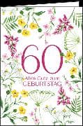 Doppelkarte / 60. Geburtstag (Blumen) / Hoch