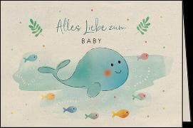 Doppelkarte. Let`s go green / Zum Baby (Wal) / Quer