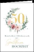 Doppelkarte / Zur goldenen Hochzeit (Kranz) / Hoch