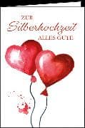 Doppelkarte / Zur Silberhochzeit (Herzen) / Hoch