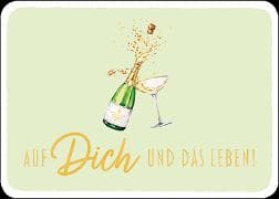 Postkarte / Auf dich und das Leben (Sekt) / Quer