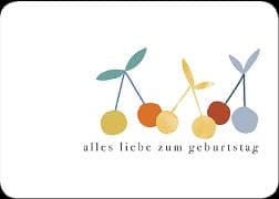 Postkarte / Zum Geburtstag (Kirschen) / Quer