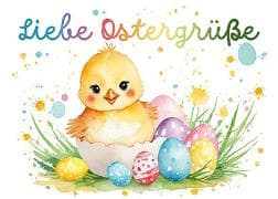 Postkarte / Liebe Ostergrüße (Küken) / Quer
