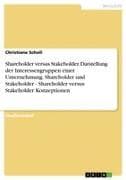 Shareholder versus Stakeholder. Darstellung der Interessengruppen einer Unternehmung. Shareholder und Stakeholder - Shareholder versus Stakeholder Konzeptionen