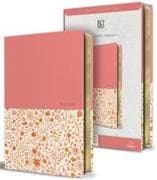 KJV Holy Bible, Large Print Handy Size format, 2 Piece Pink Floral Leathersoft with Ribbon Marker, Red Letter