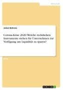 Corona-Krise 2020: Welche rechtlichen Instrumente stehen für Unternehmen zur Verfügung um Liquidität zu sparen?