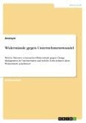 Widerstände gegen Unternehmenswandel
