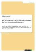 Die Relevanz der Umweltberichterstattung für Investitionsentscheidungen