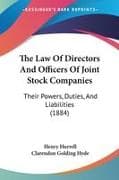 The Law Of Directors And Officers Of Joint Stock Companies