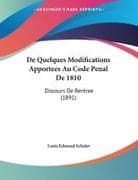 De Quelques Modifications Apportees Au Code Penal De 1810
