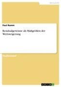 Residualgewinne als Maßgrößen der Wertsteigerung