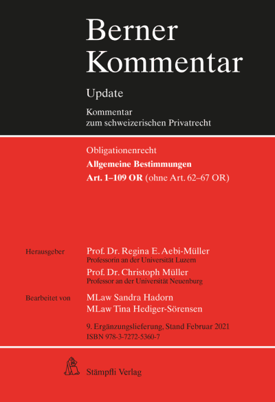 Allgemeine Bestimmungen, Art. 1-109 OR (ohne Art. 62-67 OR), 9. Ergänzungslieferung