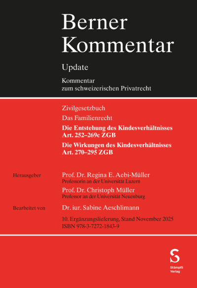 Kindesrecht, Art. 252–295 ZGB, 10. Ergänzungslieferung