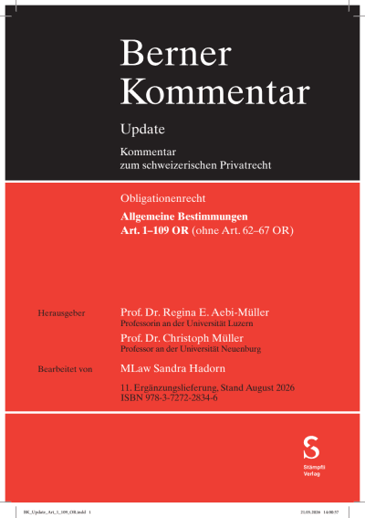 Allgemeine Bestimmungen, Art. 1-109 OR (ohne Art. 62-67 OR), 11. Ergänzungslieferung